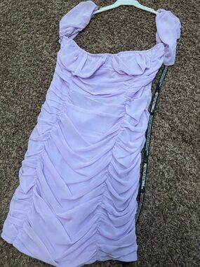 PrettyLittleThing Lilac Ruched Mini Dress